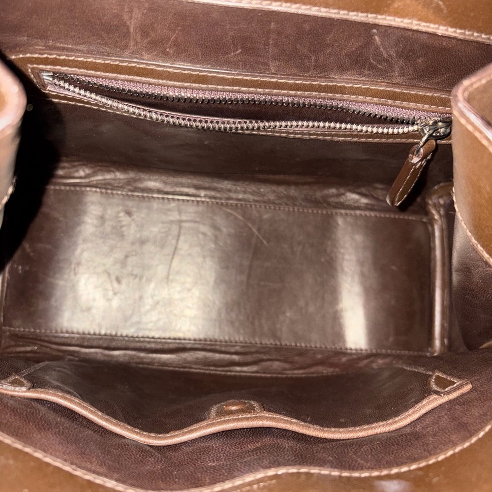 Authentic Ralph Lauren Small Ricky Brown Leather Handbag - Picture 4 of 10